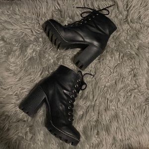 Divided Lace Up Combat Boot Heels